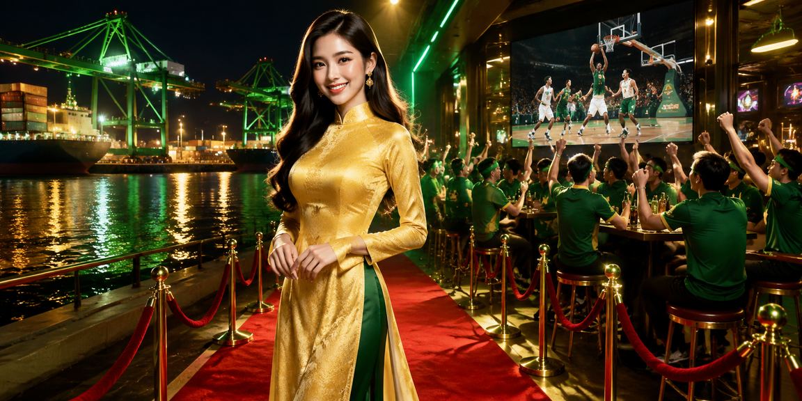 Người phụ nữ mặc áo dài tại Hải Phòng xem kèo bóng rổ trên điện thoại